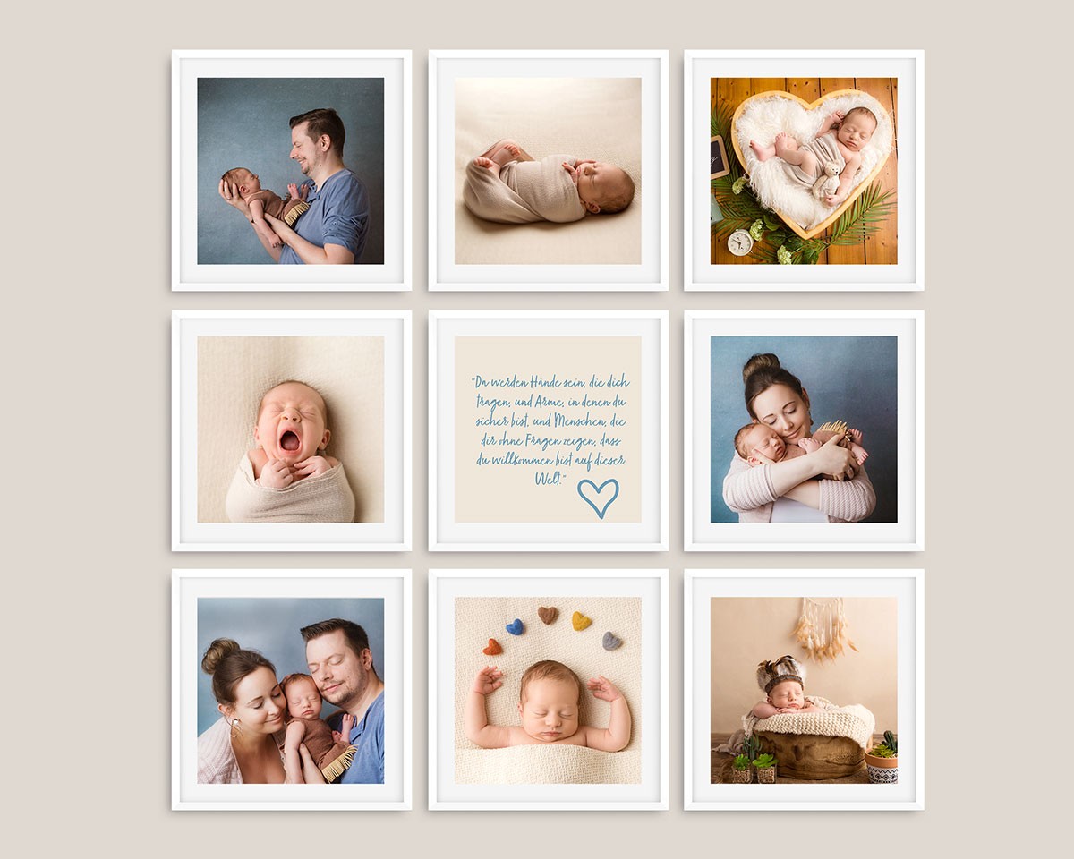 Fotos an die Wand Fotocollage, Familienfotografie